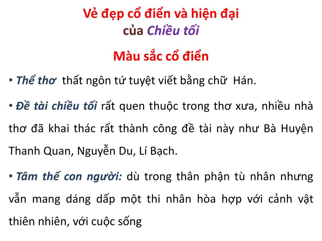 Vẻ đẹp cổ điển và hiện đại của Chiều tối