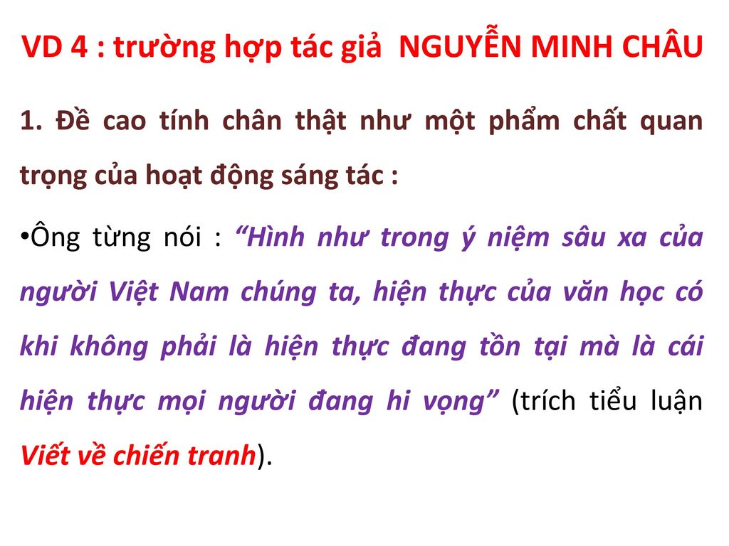VD 4 : trường hợp tác giả NGUYỄN MINH CHÂU
