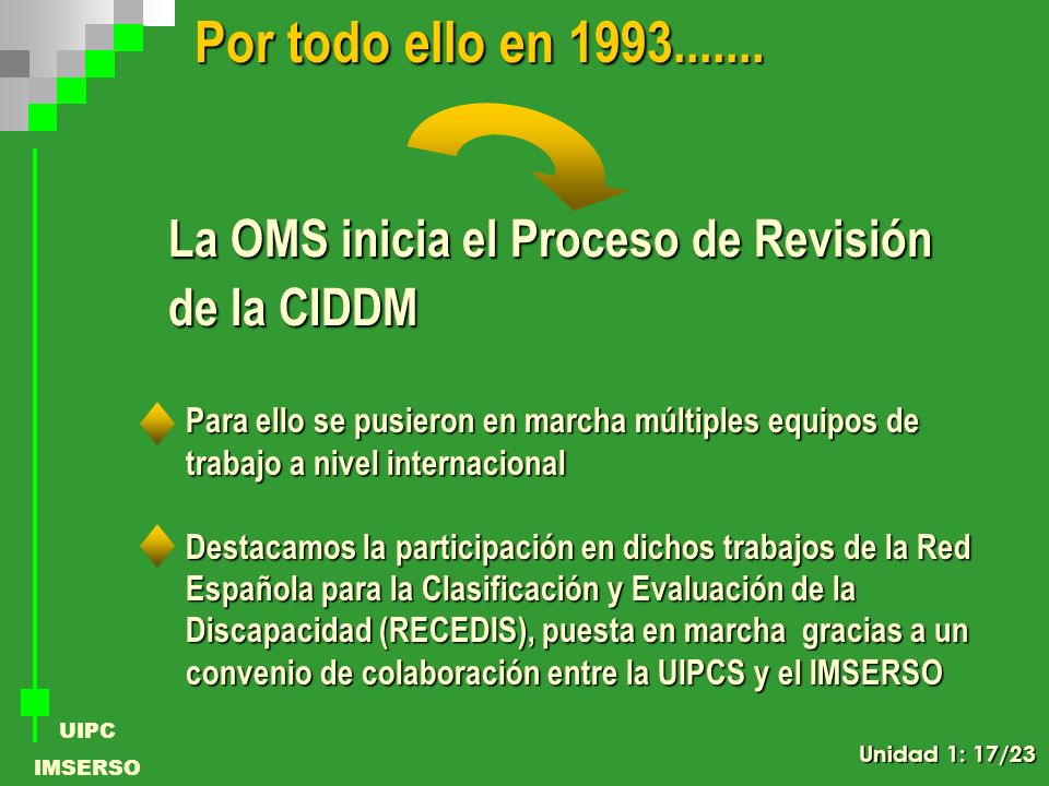Por todo ello en La OMS inicia el Proceso de Revisión