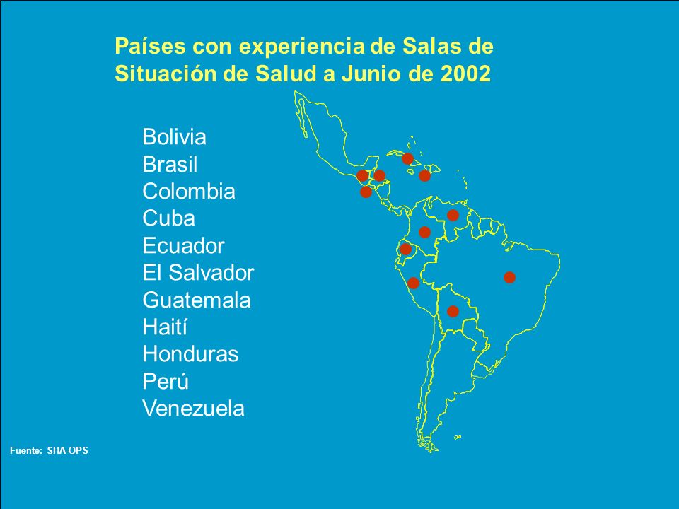 Países con experiencia de Salas de Situación de Salud a Junio de 2002