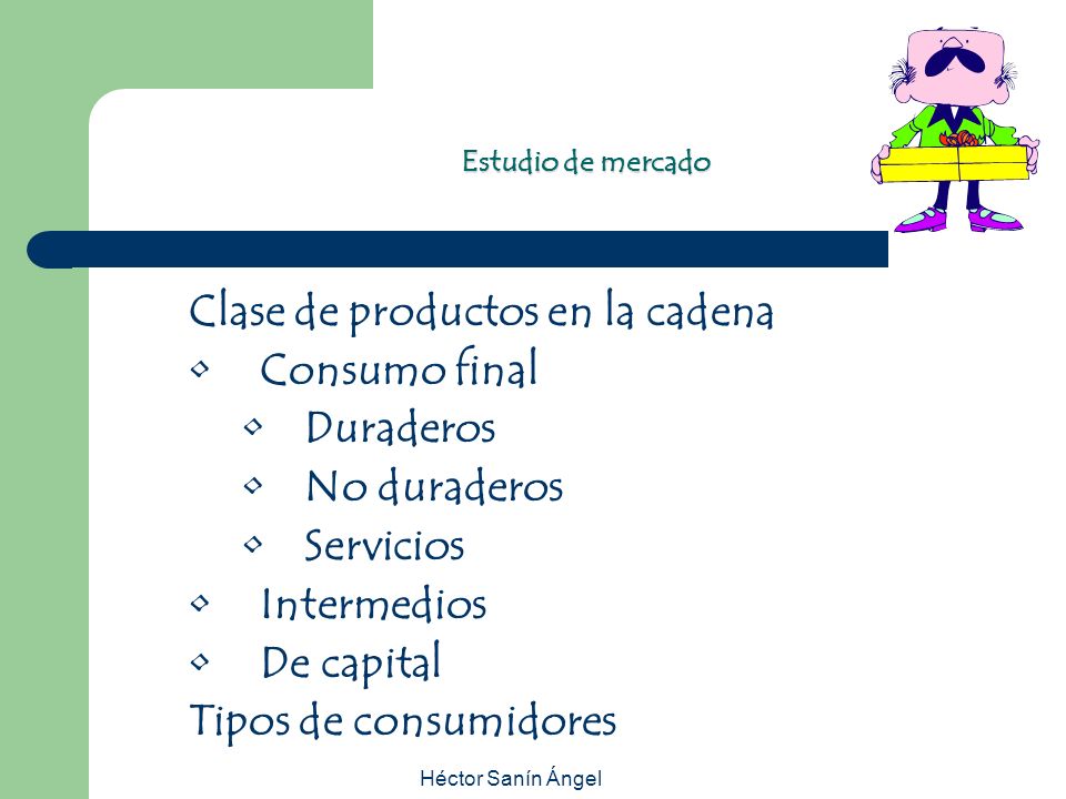 Clase de productos en la cadena Consumo final Duraderos No duraderos