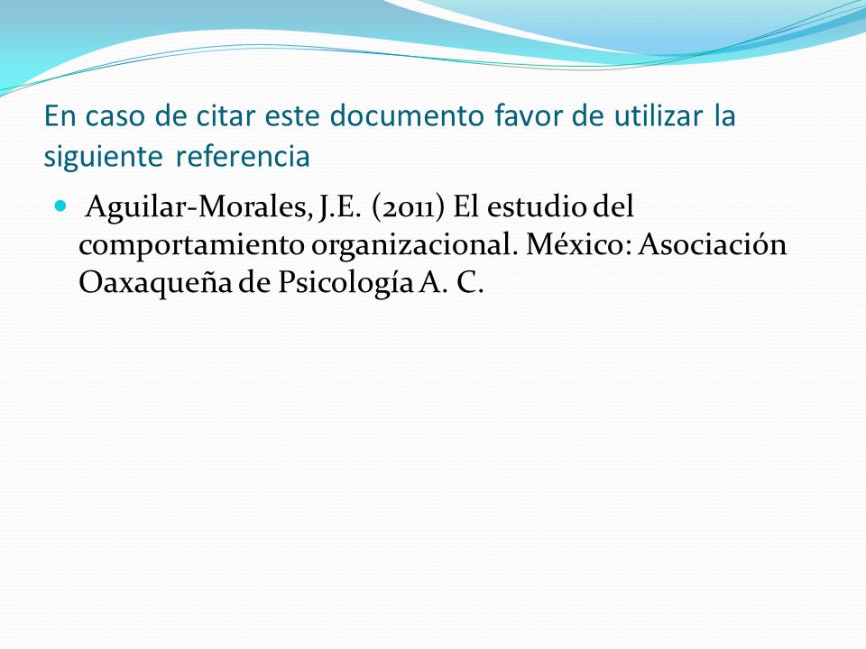En caso de citar este documento favor de utilizar la siguiente referencia