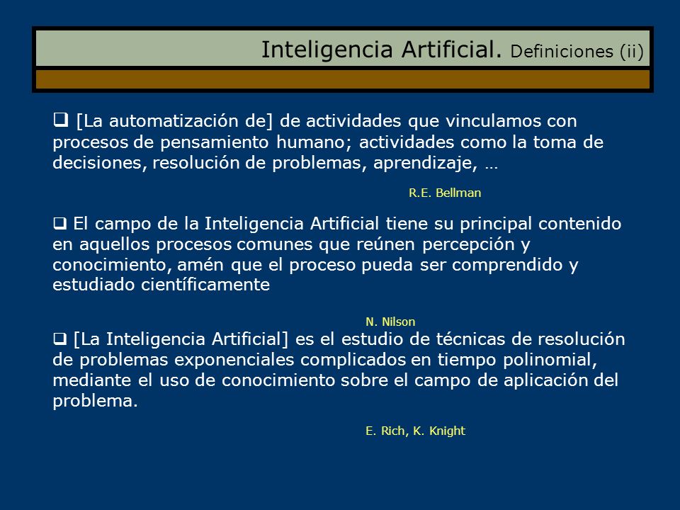 Inteligencia Artificial. Definiciones (ii)