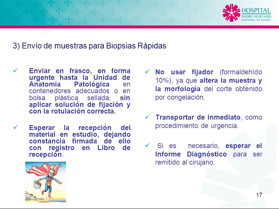 3) Envío de muestras para Biopsias Rápidas