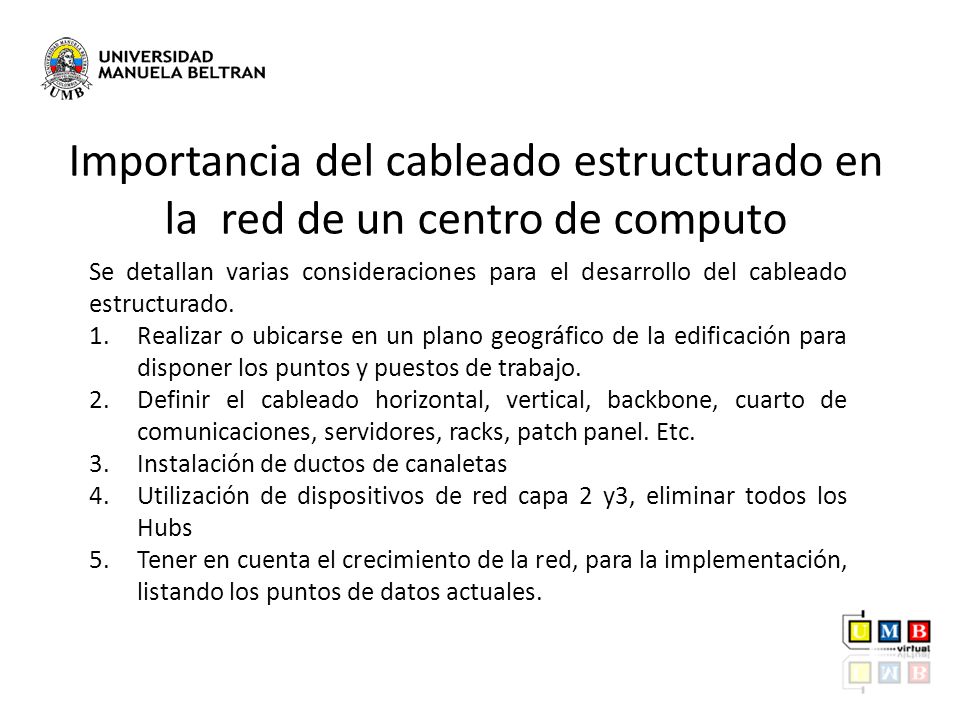 Importancia del cableado estructurado en la red de un centro de computo