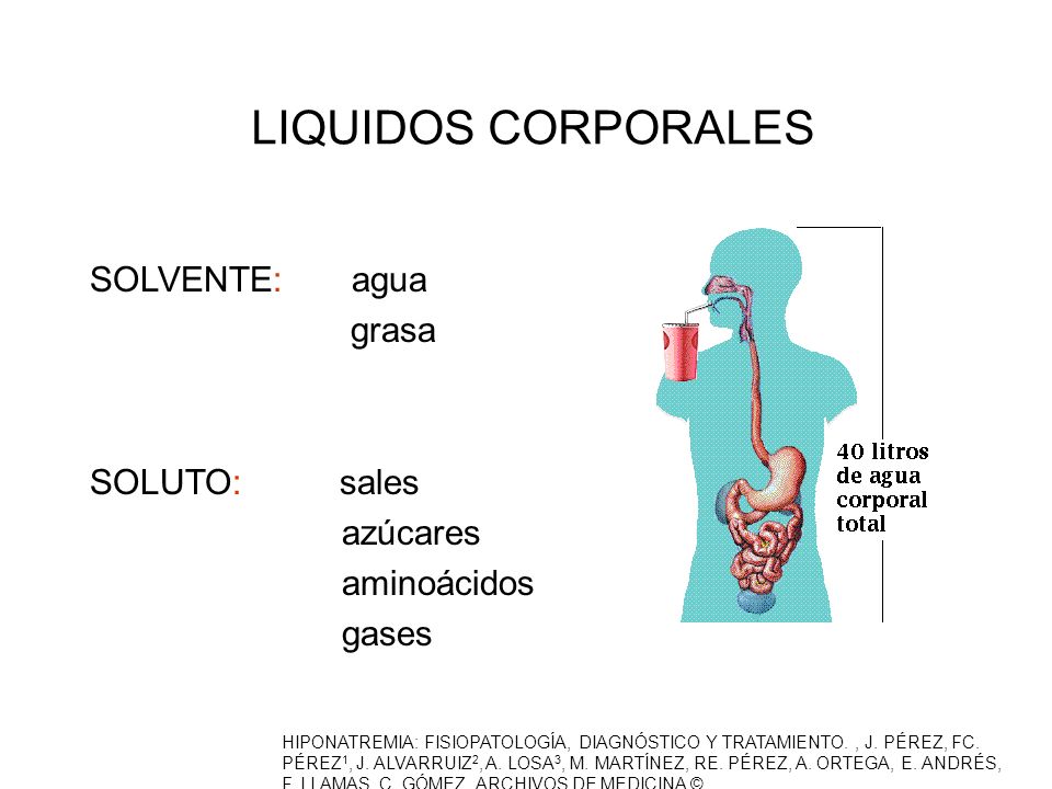 LIQUIDOS CORPORALES SOLVENTE: agua grasa SOLUTO: sales azúcares aminoácidos gases