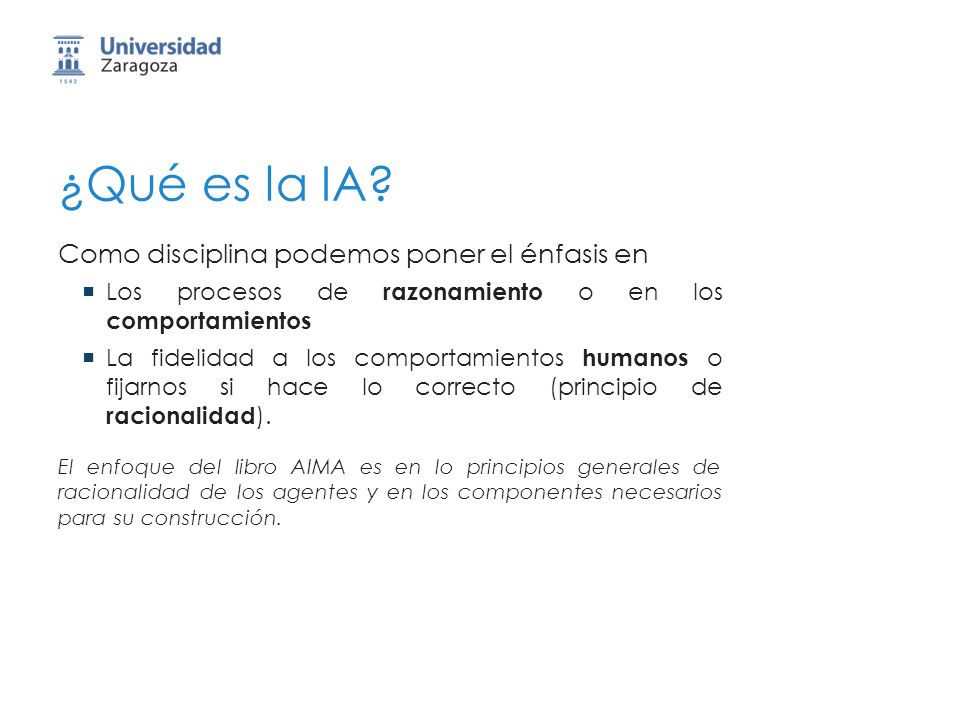 ¿Qué es la IA Como disciplina podemos poner el énfasis en