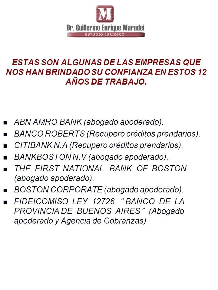 ESTAS SON ALGUNAS DE LAS EMPRESAS QUE NOS HAN BRINDADO SU CONFIANZA EN ESTOS 12 AÑOS DE TRABAJO.