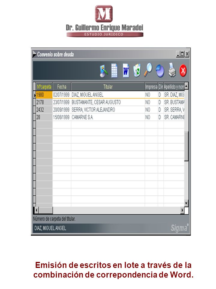 Emisión de escritos en lote a través de la combinación de correpondencia de Word.