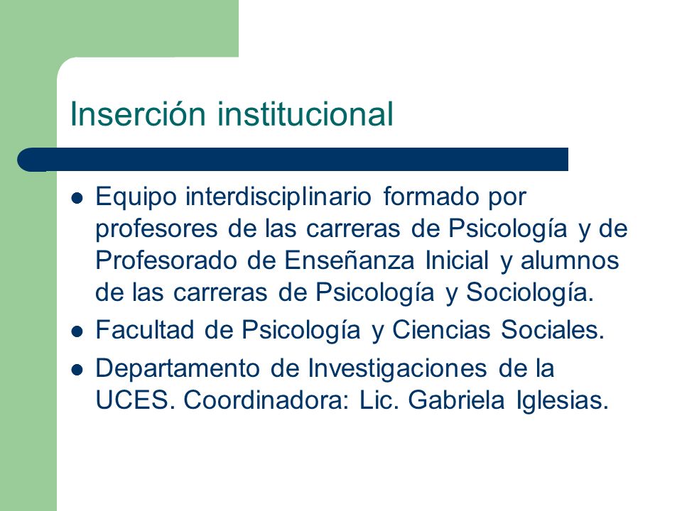 Inserción institucional