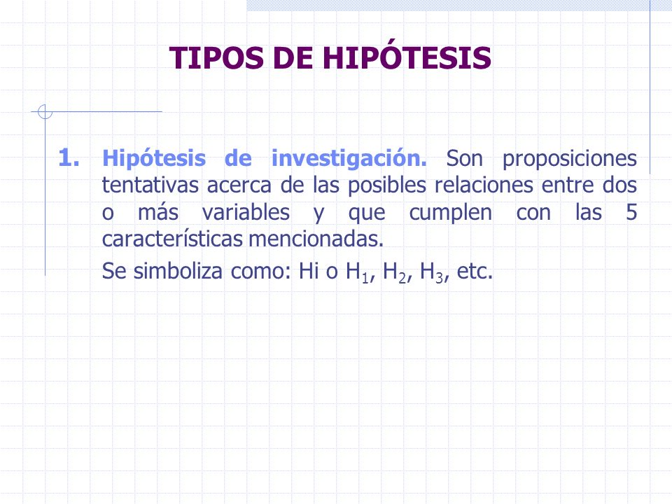 TIPOS DE HIPÓTESIS