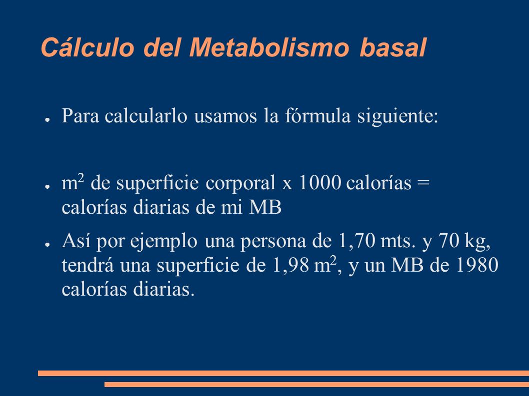 Cálculo del Metabolismo basal