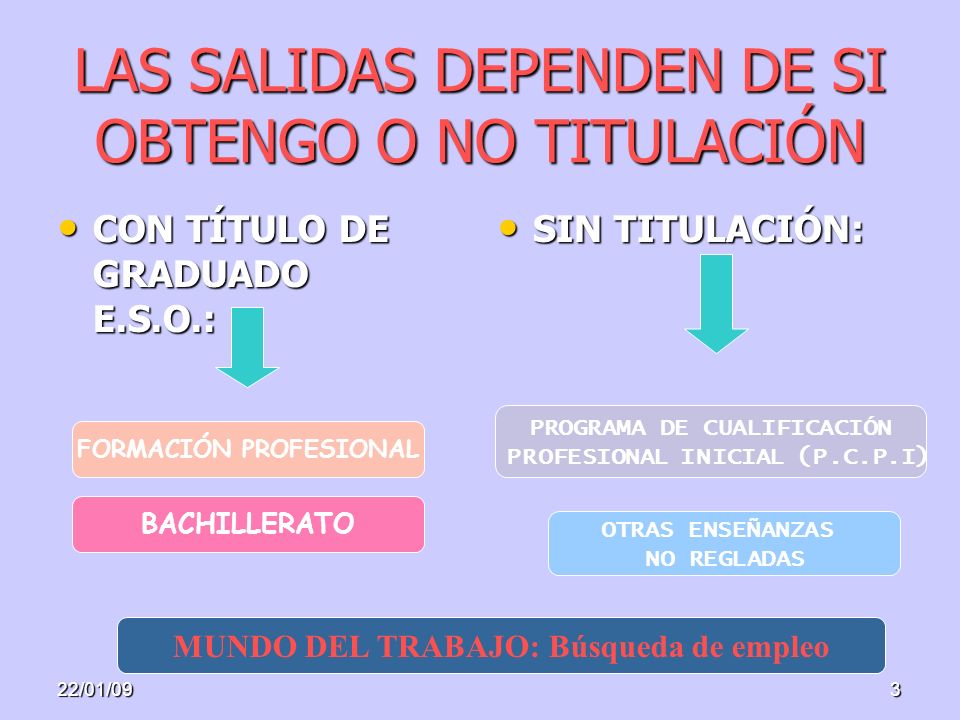 LAS SALIDAS DEPENDEN DE SI OBTENGO O NO TITULACIÓN