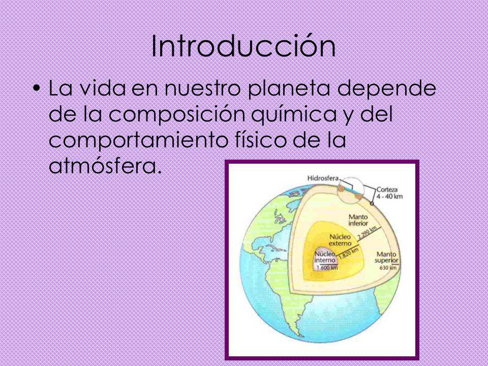 Introducción La vida en nuestro planeta depende de la composición química y del comportamiento físico de la atmósfera.