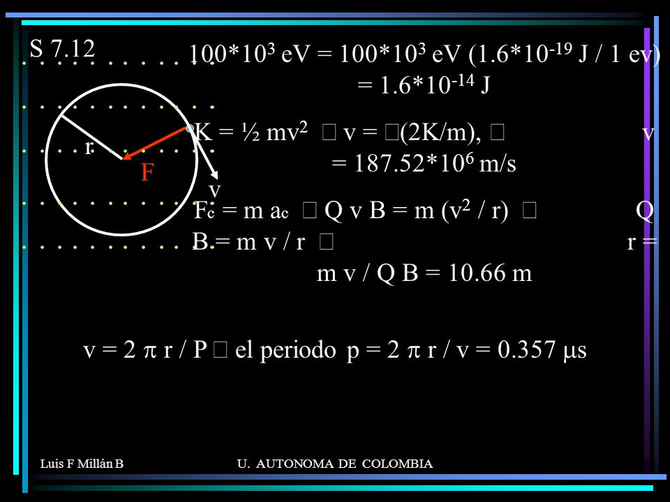K = ½ mv2 Þ v = Ö(2K/m), Þ v = *106 m/s