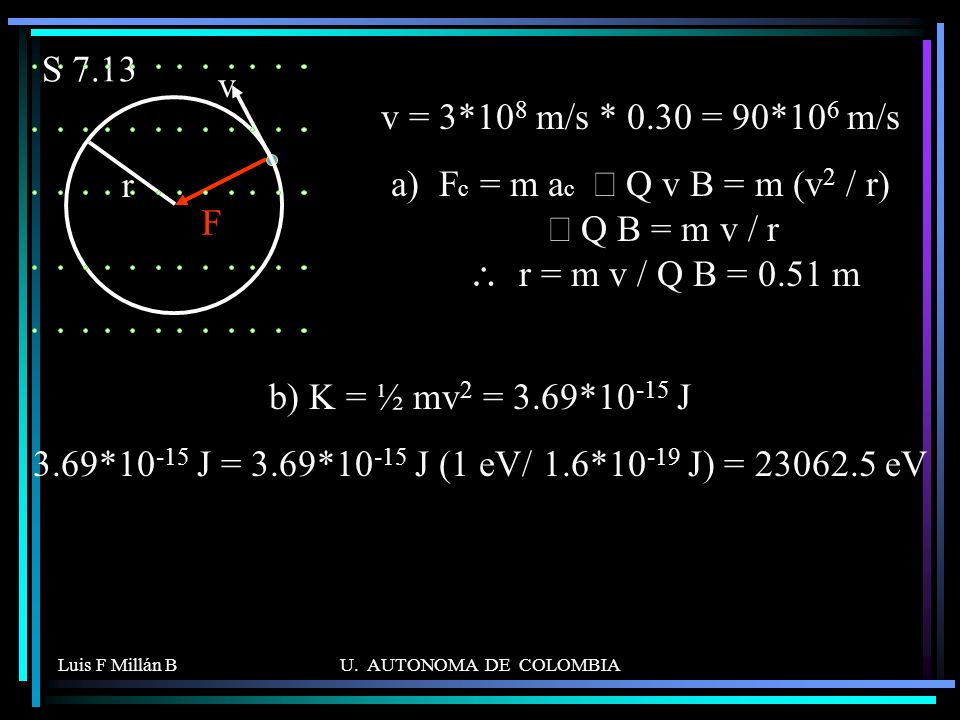 S 7.13 r. F. v. v = 3*108 m/s * 0.30 = 90*106 m/s.