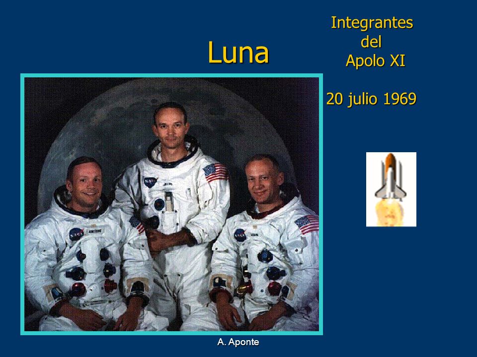 Luna Integrantes del Apolo XI 20 julio 1969 A. Aponte