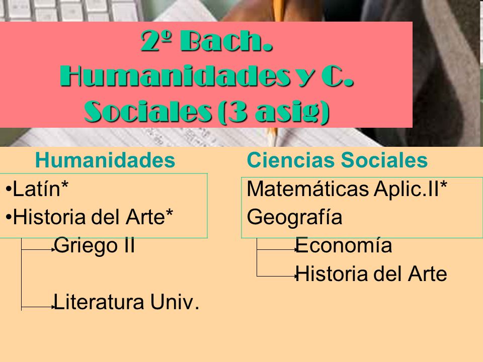2º Bach. Humanidades y C. Sociales (3 asig)