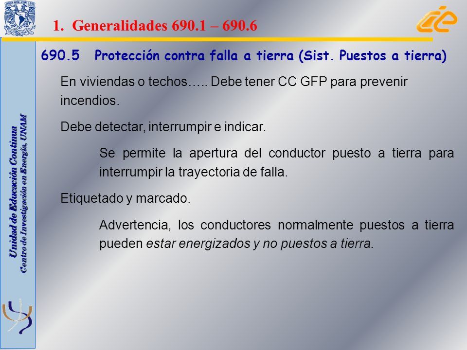 1. Generalidades – Protección contra falla a tierra (Sist. Puestos a tierra)