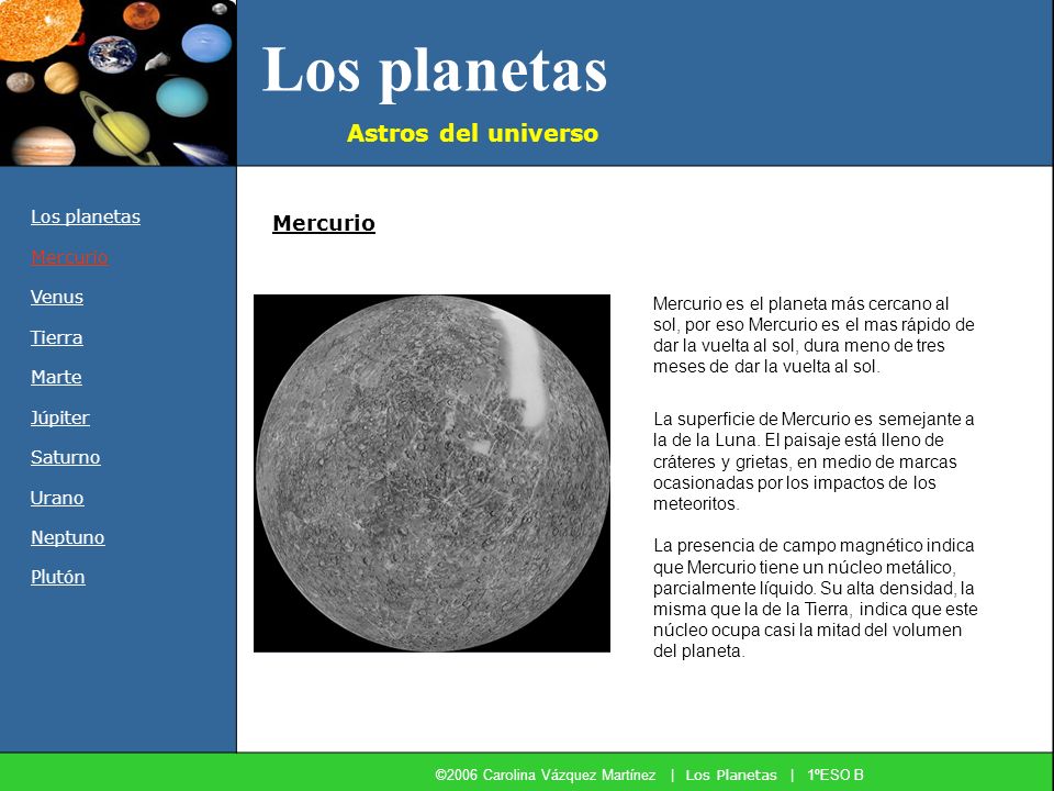 ©2006 Carolina Vázquez Martínez | Los Planetas | 1ºESO B