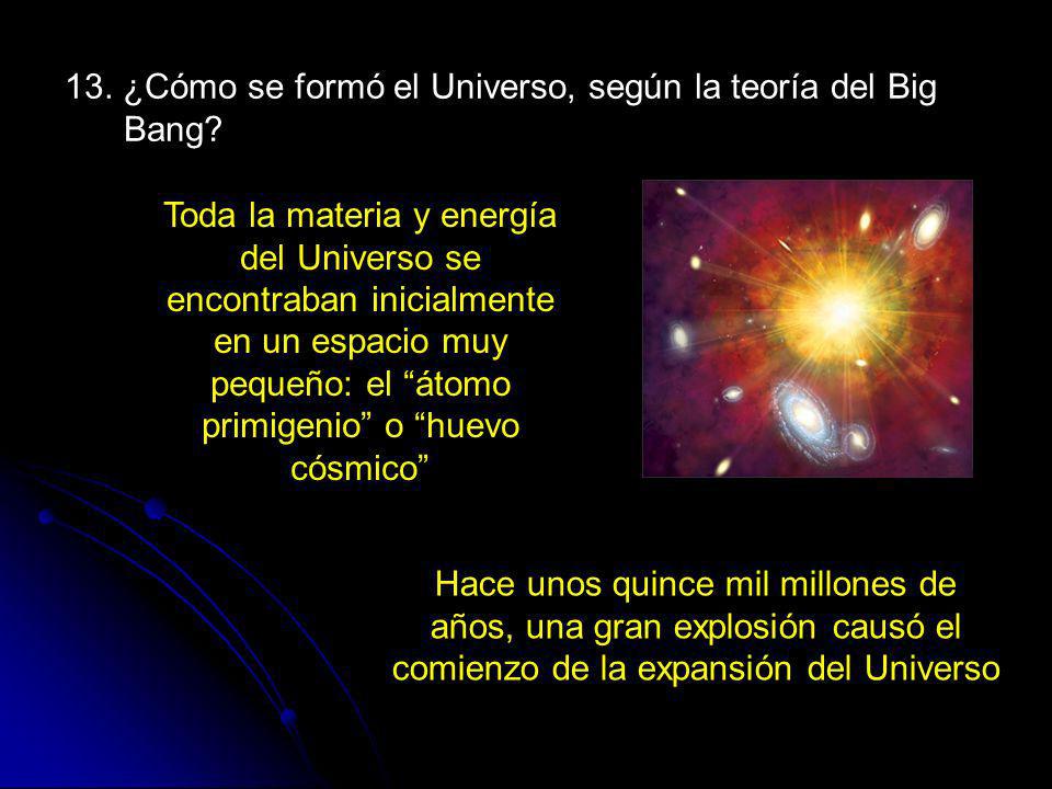 13. ¿Cómo se formó el Universo, según la teoría del Big Bang