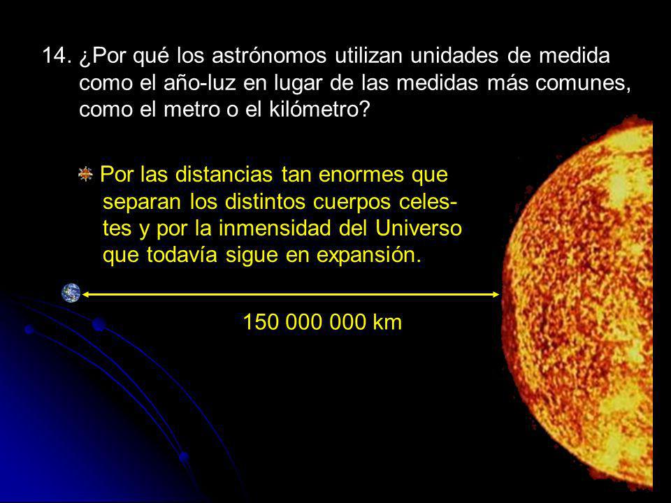 14. ¿Por qué los astrónomos utilizan unidades de medida como el año-luz en lugar de las medidas más comunes, como el metro o el kilómetro