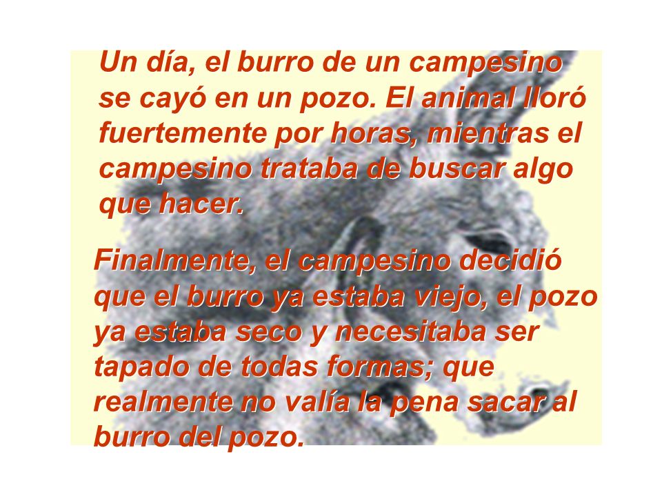 Un día, el burro de un campesino se cayó en un pozo