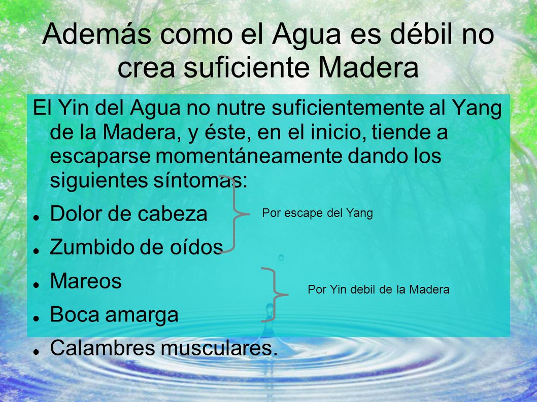 Además como el Agua es débil no crea suficiente Madera