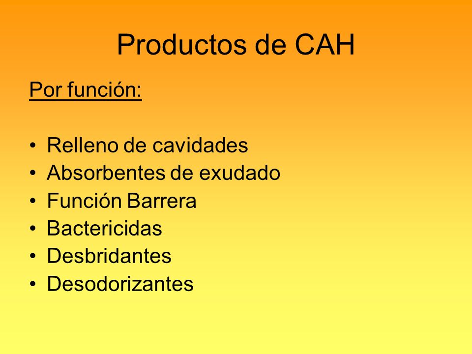 Productos de CAH Por función: Relleno de cavidades