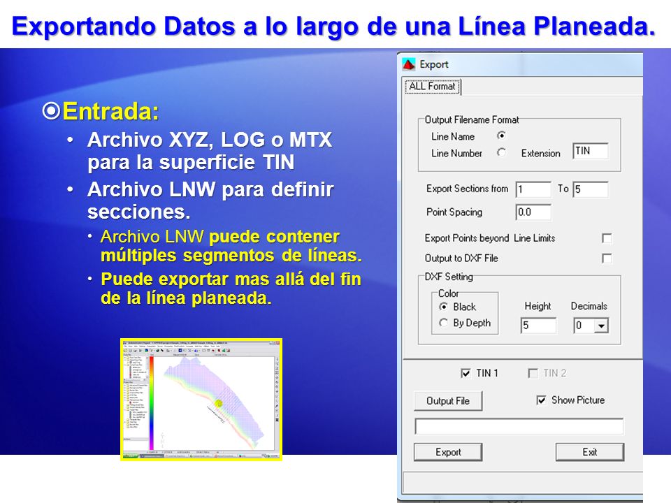 Exportando Datos a lo largo de una Línea Planeada.