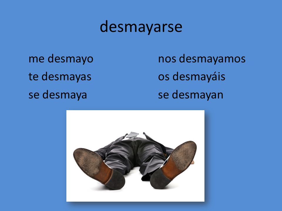 desmayarse me desmayo nos desmayamos te desmayas os desmayáis se desmaya se desmayan