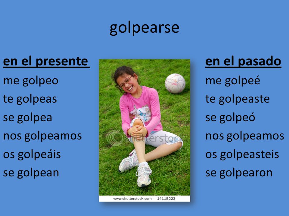 golpearse en el presente en el pasado me golpeo me golpeé