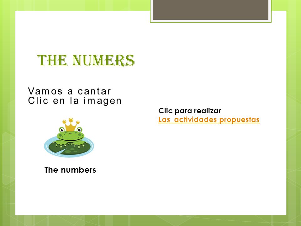 The numers Vamos a cantar Clic en la imagen The numbers