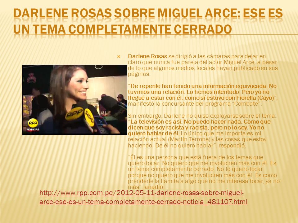 Darlene Rosas sobre Miguel Arce: Ese es un tema completamente cerrado