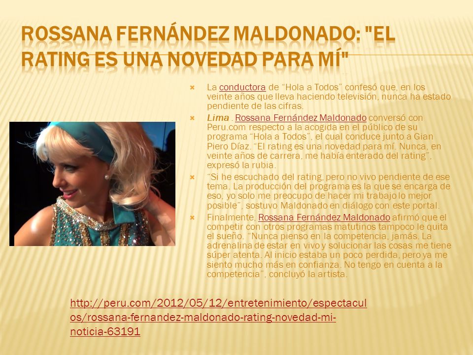 Rossana Fernández Maldonado: El rating es una novedad para mí