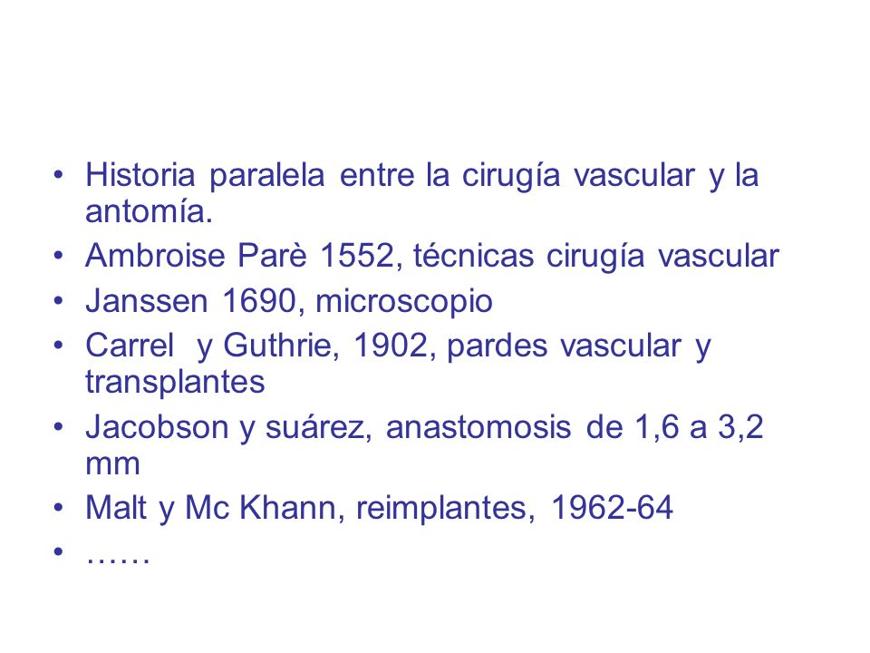 Historia paralela entre la cirugía vascular y la antomía.