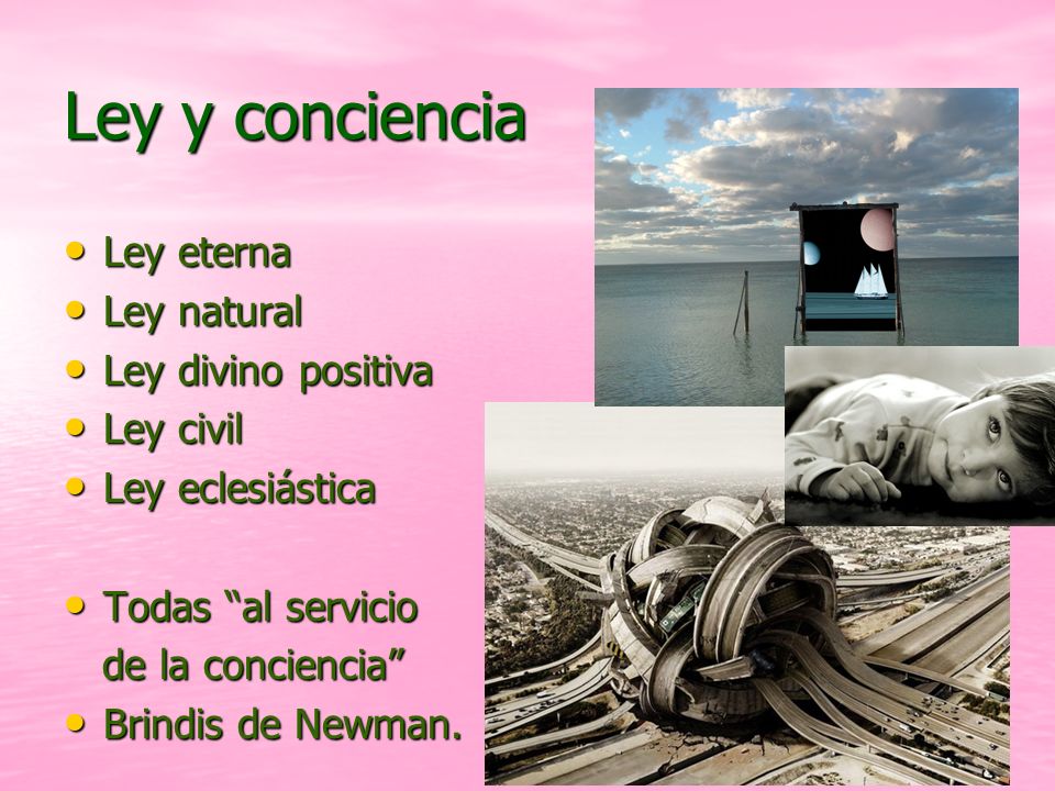 Ley y conciencia Ley eterna Ley natural Ley divino positiva Ley civil