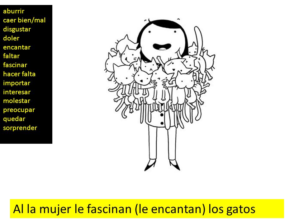 Al la mujer le fascinan (le encantan) los gatos