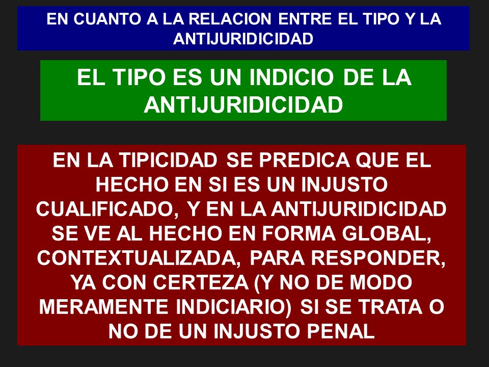 EL TIPO ES UN INDICIO DE LA ANTIJURIDICIDAD