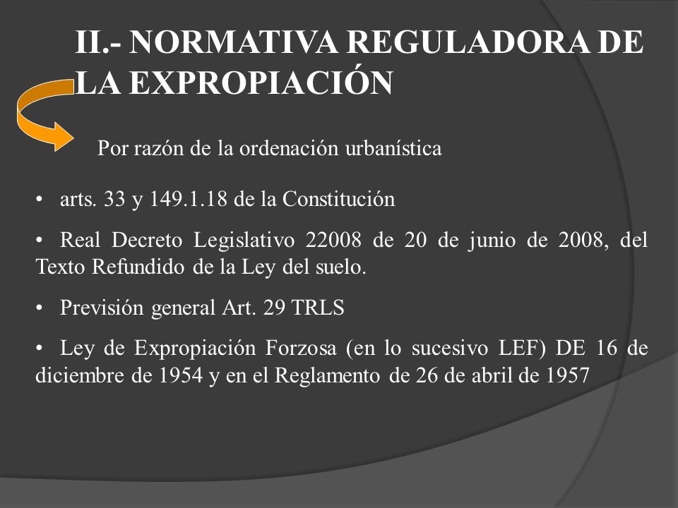 II.- NORMATIVA REGULADORA DE LA EXPROPIACIÓN