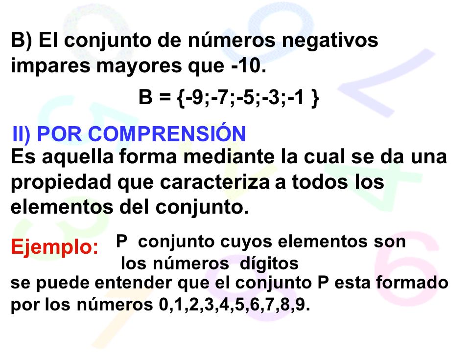 B) El conjunto de números negativos impares mayores que -10.