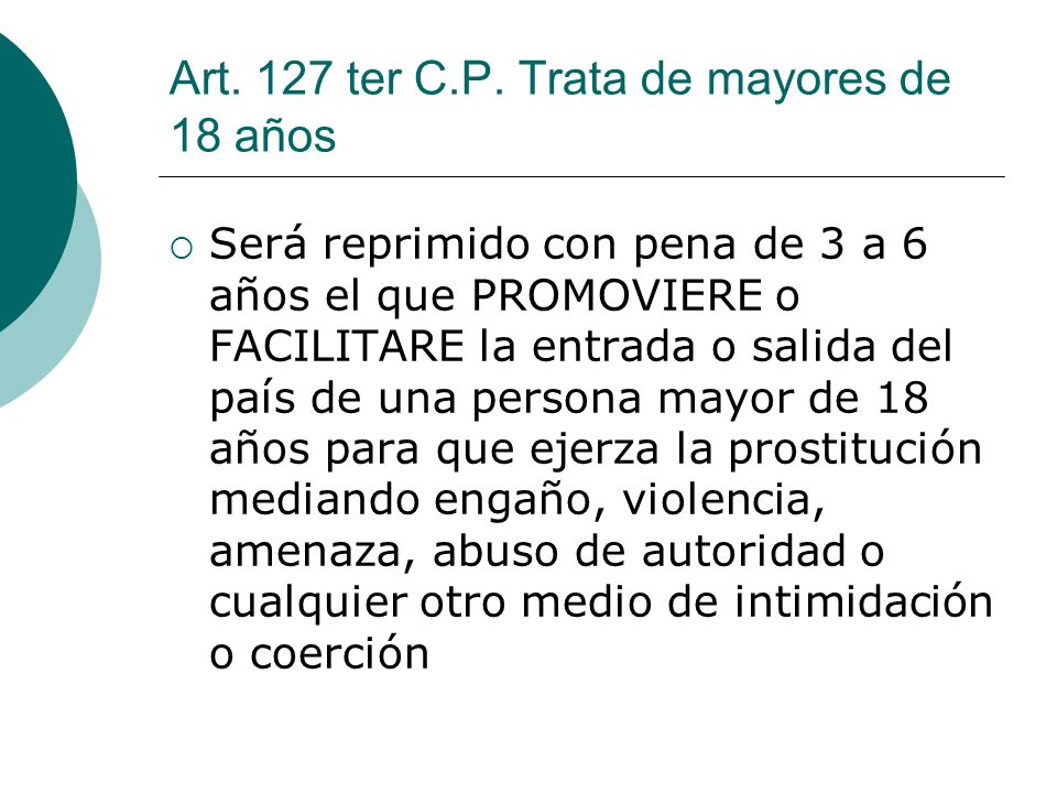 Art. 127 ter C.P. Trata de mayores de 18 años
