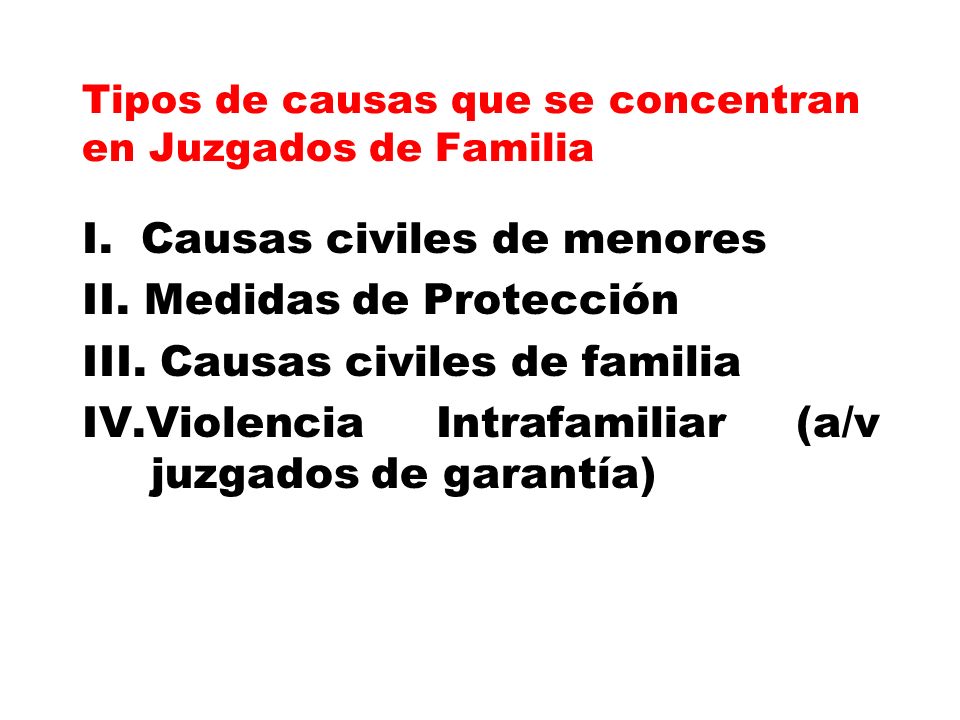 Tipos de causas que se concentran en Juzgados de Familia