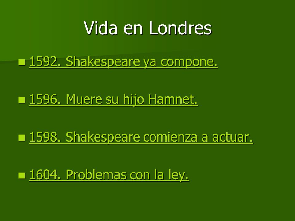 Vida en Londres Shakespeare ya compone.