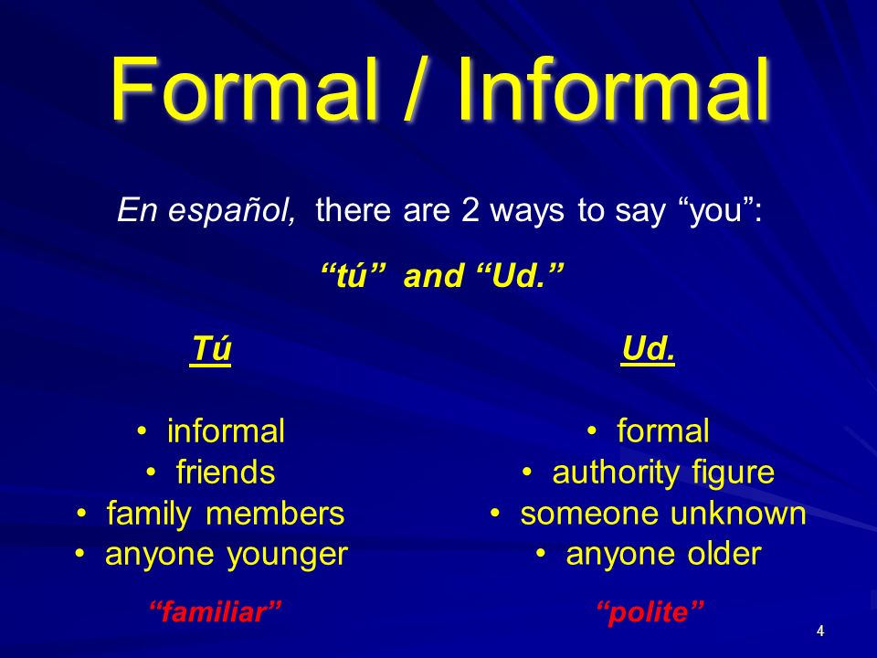 En español, there are 2 ways to say you :