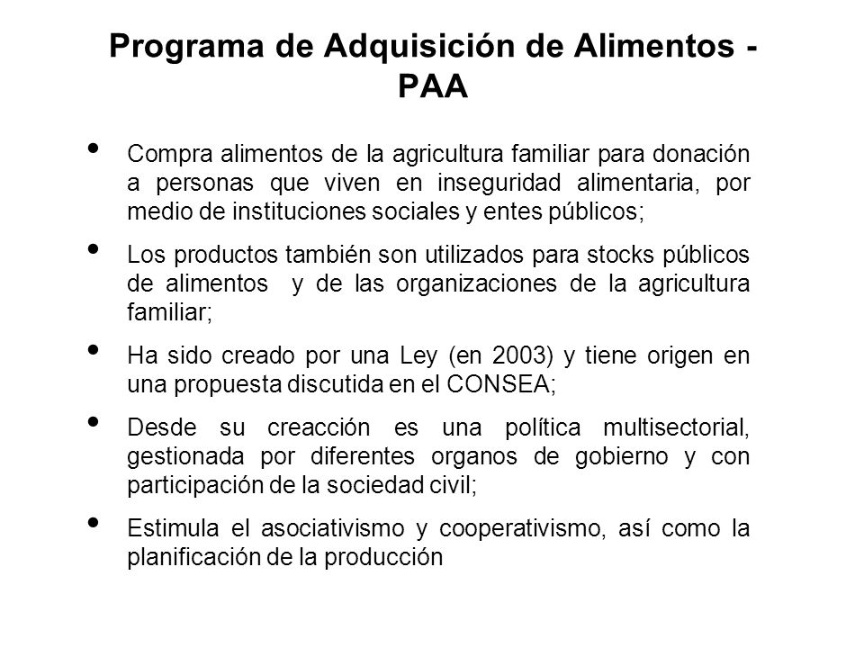 Programa de Adquisición de Alimentos - PAA