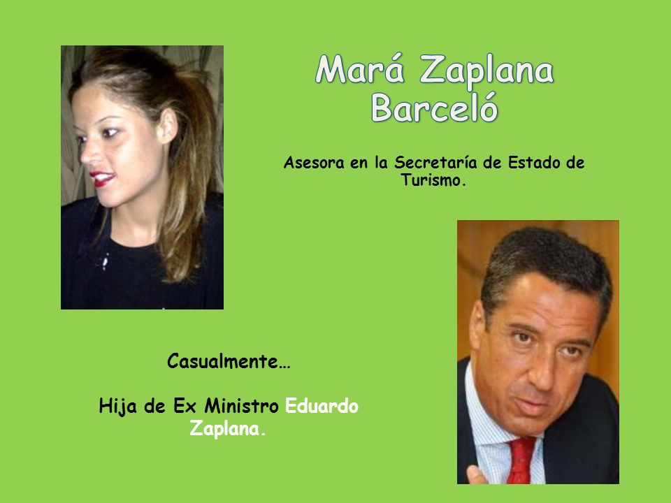 Mará Zaplana Barceló Casualmente… Hija de Ex Ministro Eduardo Zaplana.