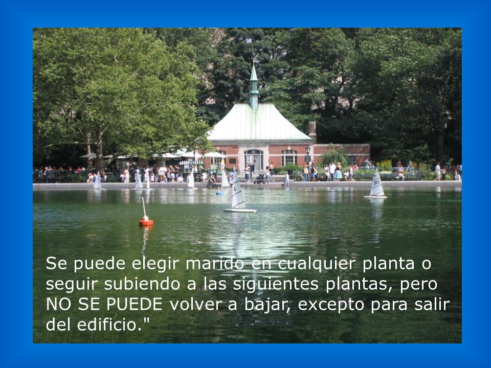 Se puede elegir marido en cualquier planta o seguir subiendo a las siguientes plantas, pero NO SE PUEDE volver a bajar, excepto para salir del edificio.