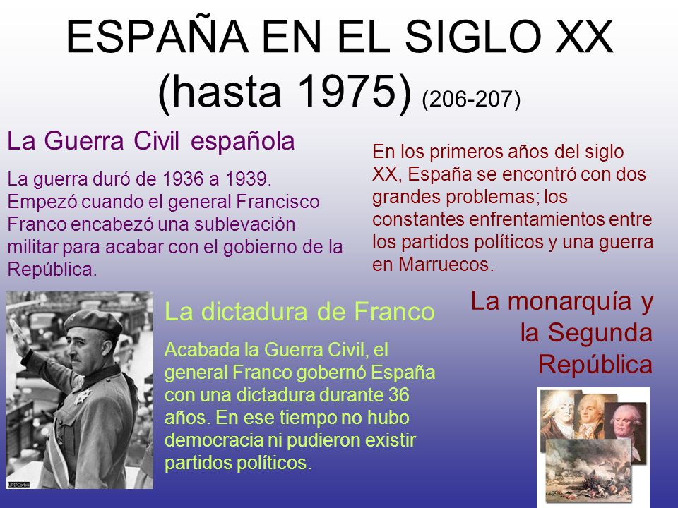 ESPAÑA EN EL SIGLO XX (hasta 1975) ( )