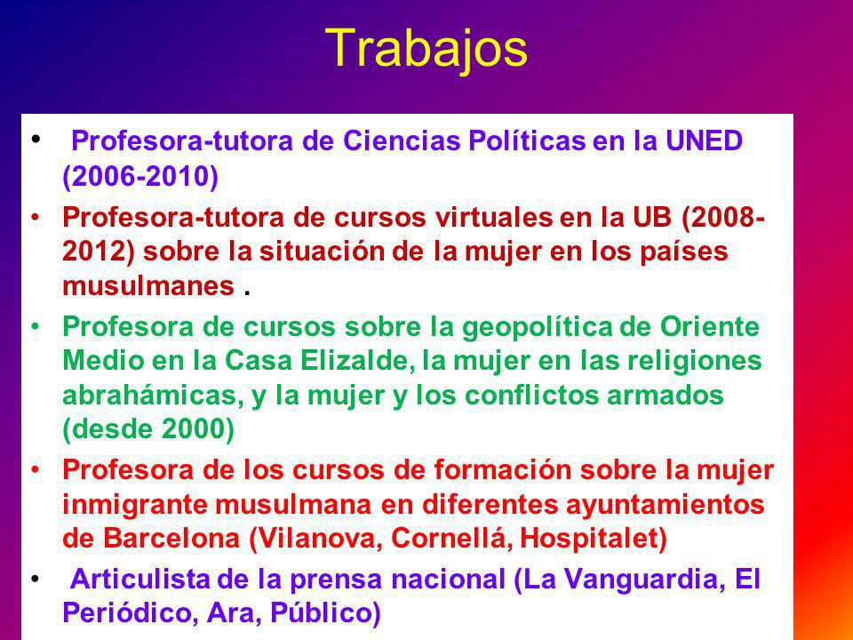 Trabajos Profesora-tutora de Ciencias Políticas en la UNED ( )